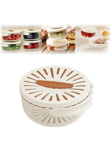 Foldable Colander with Lockable Lid - BPA-Free Strainer Bowl for Kitchen Use (Brown)