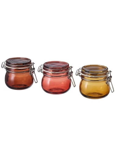Generic Jar With Lid Multi Color Set Of 3