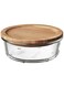 Generic Food Container With Lid Round Glass Bamboo 400ml