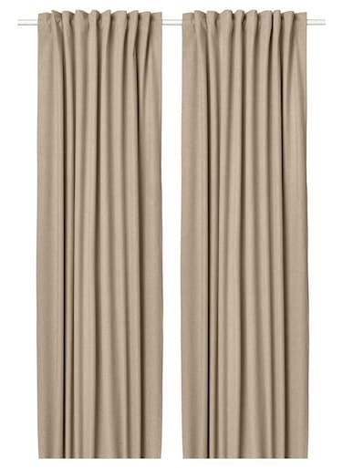 Generic Room Darkening Curtains 1 Pair Yellow Beige 135X300cm