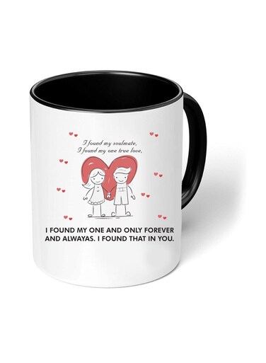 Happy Valentine's Day with a Black Two-Tone Coffee Mug - Perfect for Couples - Gift for Your Loved One - Gifts for Him Husband - Dad - Boyfriend on Valentines Day