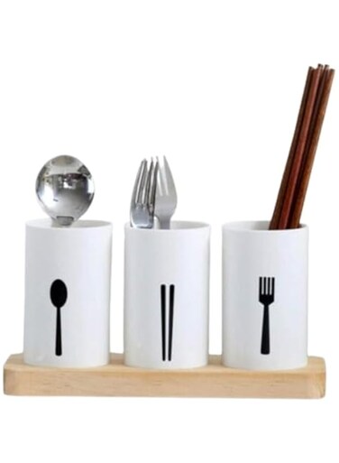 JANNAH Cutlery Holder Organizer for Chopsticks Spoons Forks Flatware Drying Rack