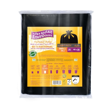 Enviro Guard 35 Gallon Anti-Bacterial Small Black 25 Garbage Bags