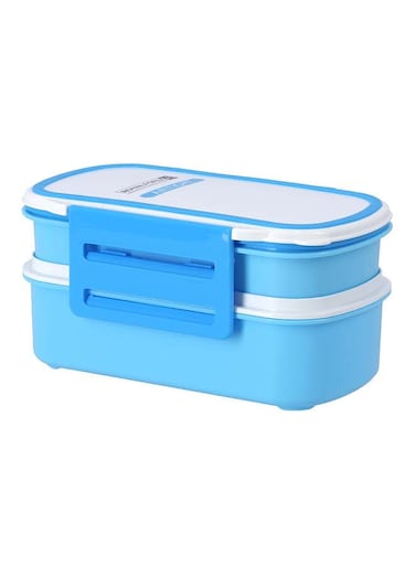 Airtight Lunch Box with 2 Layer Blue 1.4Liters