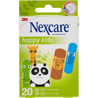 نيكسكير ضمادات الأطفال السعداء ملصقات الحيوانات متنوعة 20 قطعة
