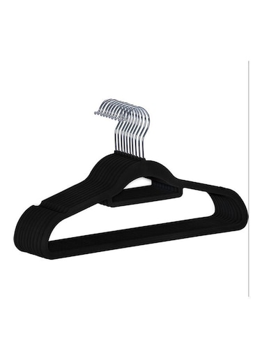 100-Piece High-Grade Non-Slip Flocking Hanger Black