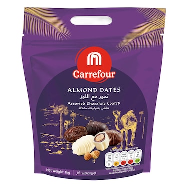 Carrefour Assorted Chocolate Coated, Almond Dates, 1kg