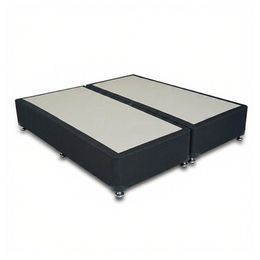 Upholstered Divan Bed Base with Fabric Finish, Split Base Design and Supporting Feet, SCAB180, 180 x 200cm, Dark Grey