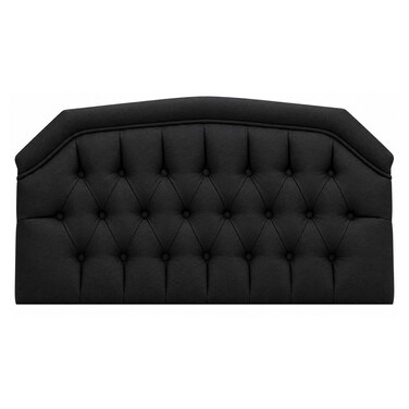 Upholstered Bed Headboard with Diamond Button Tufting, Curved Top Design and Padded Fabric Finish, SCAH100, 100cm, Dark Grey