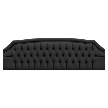 Upholstered Bed Headboard with Diamond Button Tufting, Curved Top Design and Padded Fabric Finish, SCAH150, 150cm, Dark Grey