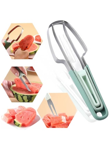 Kwakwak Watermelon Cutter Slicer Tool,3-in-1 Stainless Steel Watermelon Cutter Watermelon Popsicle Cutter Watermelon Fork Fruit Cutting Tool for Kitchen Utility Gadgets