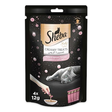 Sheba Cat Food Melty Tuna &amp; Salmon Flavor Creamy Treats, 12g Pouches