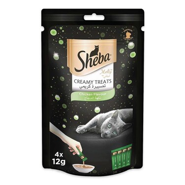 Sheba Cat Food Melty Chicken Flavor Creamy Treats, 12g Pouches (Pack of 4)