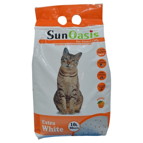 Sun Oasis Extra White Scented Clumping Cat Litter, Orange, 10L