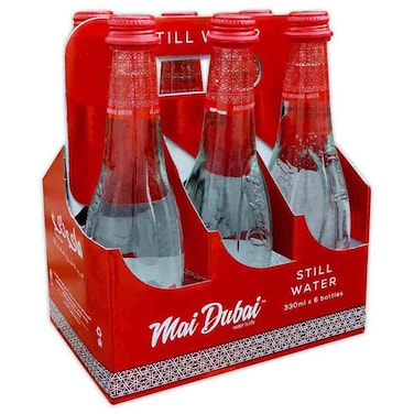 Mai Dubai Still Drinking Water Glass Bottles 330ml, Pack of 6
