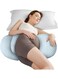 Pillow for Sleeping, Maternity Pillow for Pregnant Women, Cooling Pregnancy Pillow, Pregnancy Wedge Support for Back, Belly, Portable and Adjustable Body Pillow for Side Sleeper, Blue