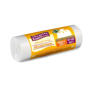 Enviro Guard 20 Gallon Anti Bacterial Small White 30 Garbage Bags