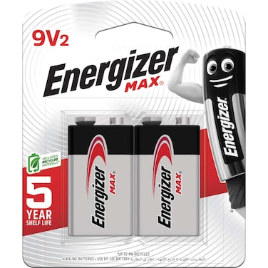 Energizer Max 9V Alkaline Batteries  Pack of 2