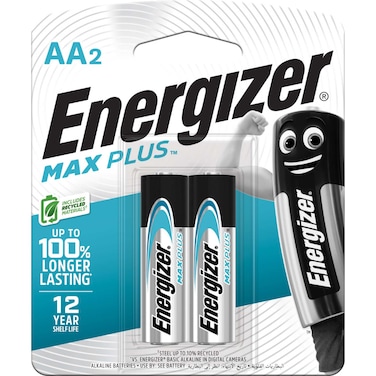 Energizer Max Plus AA Alkaline Batteries  Pack of 2