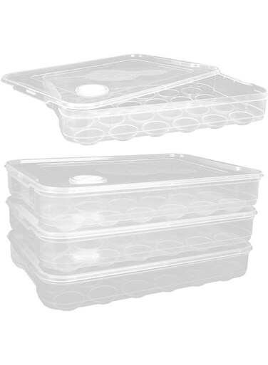 Set Of 3 Stackable Egg Storage Tray, 72 Eggs Storage Trays With Locking Lids, Transparent Egg Holder, Egg Container Crisper Fridge Organizer Bins, Egg Box For Refrigerator, Hiking, Outdoor, Camping
