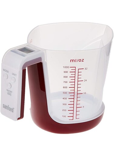 Sanford SF1512DCS Digital Cup Kitchen Scale, Red/Clear