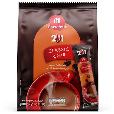 Carrefour 2in1 Classic Instant Coffee 10g Pack of 30