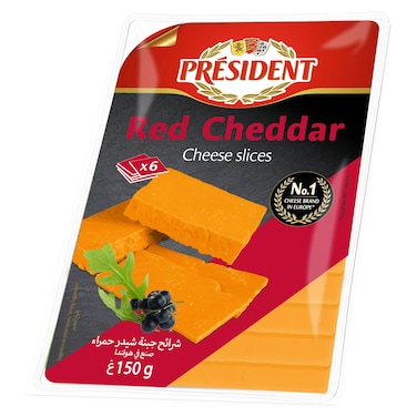 President Red Cheddar Cheese Slices, 150g