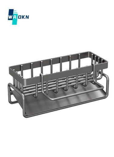 Kitchen Sink Rack, No-drilling and Rust-proof Kitchen Sink Storage Box, Suitable for Dishwashing Brushes, Soap and Sponge, Silver