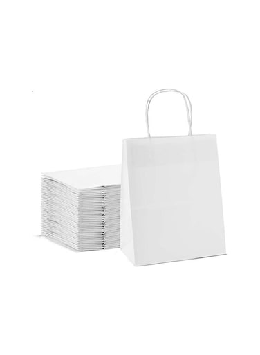 Packing Kraft Paper Bag White Twisted Handle 32x28x16 cm Paper Party Bags Hen Party Bags Kraft Paper Bag Bride Birthday Gift Bag Wedding Celebrations Bags For Party Favour Pack of 10 Pieces