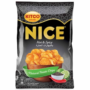 Kitco Nice Hot and Spicy Natural Potato Chips, 14g, Pack of 21