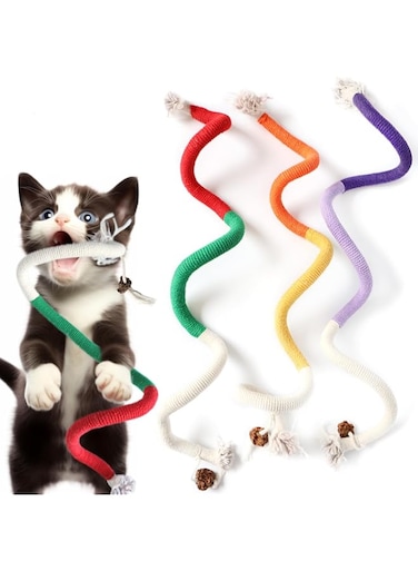 JCD 27.56 inches Huge Cat Chew Toy for Teeth Cleaning, Big Catnip Rope Toys for Indoor Cats, Interactive Cat Nip Teething Toys for Cats Kittens Kitty, 3 Pack
