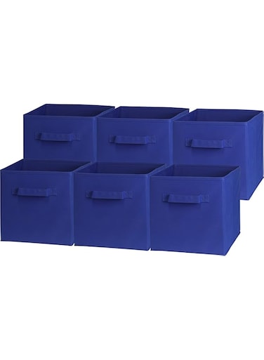 Simple Houseware 6 Pack - Foldable Cube Storage Bin, Dark Blue