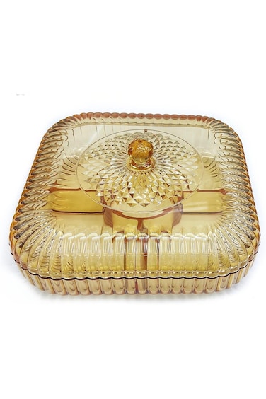 Square Snack Serving Tray with Lid - Divided Serving Dishes Round Appetizer Platter.