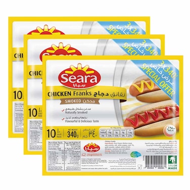 سيارا نقانق دجاج مدخنة، 340 غرام حزمة من 3
