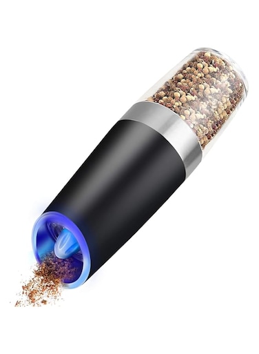 YNTT Electric Pepper Grinder or Salt Grinder Mill with Adjustable Coarseness Ceramic Mechanism, Automatic Operation, Battery Powered with Blue LED Light