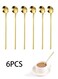 PCS Coffee Spoons Stainless Steel Small Round Spoon Stirring Spoons Tea Spoons Long Handle Gold Teaspoons Ice Tea Spoons Long Spoons for Stirring Gold Espresso Spoons Stainless Steel&iuml;&frac14;&circ;Gold&iuml;&frac14;&permil;