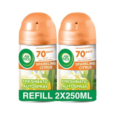إير ويك حزمة إعادة تعبئة لجهاز رش أوتوماتيكي، برائحة الحمضيات المنعشة 250 ملل، حزمة من 2