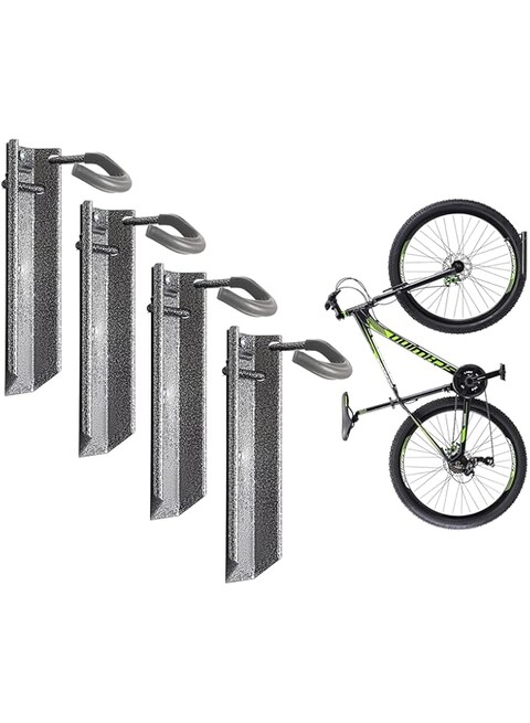 Wall Mounted Bike Rack for Home, Garage, &amp; Storage Shed by Delta Cycle (4-Pack) - Hanging Bike Hook for Mountain, Road, BMX, &amp; Gravel Bikes - Custom-Padded to Protect Bike Wheels, Holds up to 40 lbs