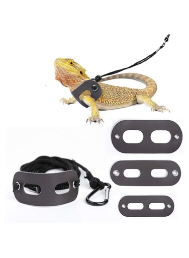 TOMVAES Leather Bearded Dragon Harness and Leash Set with Nylon Rope, Non-Toxic and Comfortable for Reptiles, Includes 3 Sizes for Small Pets, Ideal for Bearded Dragons, Lizards, Guinea Pigs, Ferrets