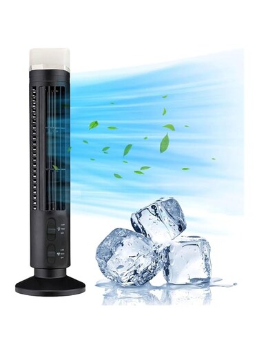 13 Bladeless Tower Fan, 90&deg; Oscillating Fans for Indoors with 3 Speeds, LED Light, Portable USB Standing Fan for Bedroom Home, Office, Mini Size, 34dB Quiet Cooling, Easy to