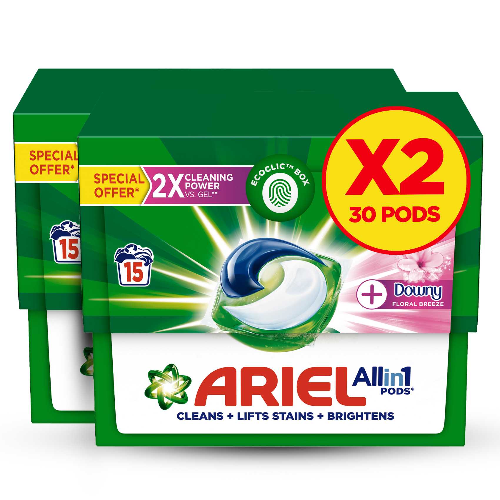Ariel 3-In-1 Pods With Touch Of Downy Freshness Detergent Multicolour 30 Capsules