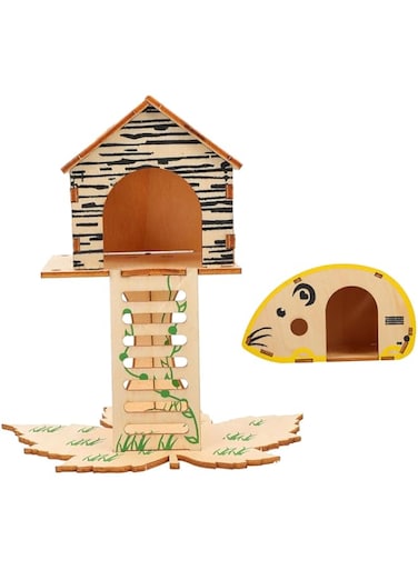 WOONEKY 2pcs Hamster House Wooden Rat Room Hamster Toy Hamster Play Platform Hamster Hide Place Pet Play Toy Small Animals Gerbil House Pet Wood House Animal Hut Pet Supply
