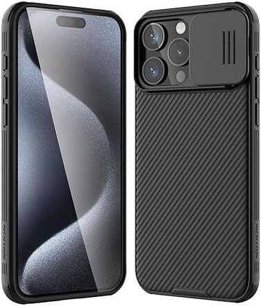 Camera Protective Cover Case for iPhone 15 Pro (6.1"), Slider Camera Protection, Anti-Scratch &amp; Shockproof, Slim, Black Camshield (iPhone 15 Pro)
