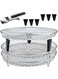 Upgrade Air Fryer Rack, Three Stackable Dehydrator Racks for Gowise Phillips USA Cozyna Ninja Airfryer,Stainless Steel Round Air Fryer Rack Fit all 4.2QT - 5.8QT Air fryer,Oven,Press Cooker (Round)