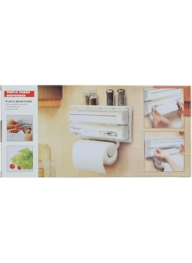 Kitchen Triple Paper Dispenser, White