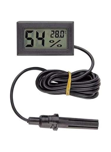 Mini Digital LCD Thermometer Humidity Meter black with 1.5m wire and sensor