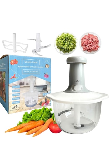 Hand Pressed Food Chopper And Salad Mixer And Handy Manual Non-Electric Food Processor And Vegetable Mixer And Grater Slicer Dicer 1.5Ltr