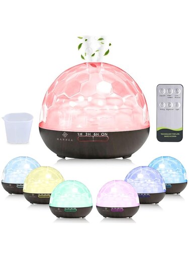 HASTHIP HANNEA 500ml Essential Oil Diffuser, LED Humidifier, with Timer &amp; Remote Control Desk Humidifier, 2 in 1 Creative Crystal Ball Essential Oil Diffuser for Home, Yoga, Bedroom, Office