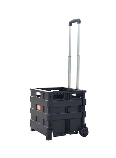 Wheeled Folding Shopping Bag Cart Black 14x44x3.56cm