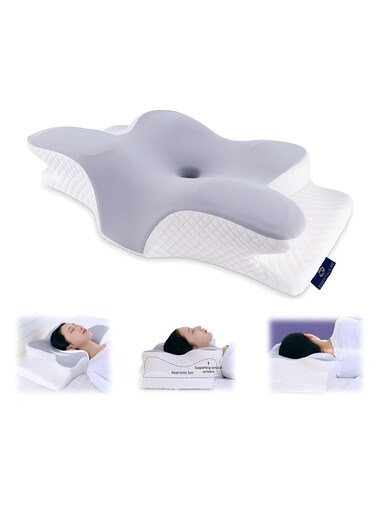 360 Memory Foam Pillow Butterfly Shape Pillow Cervical Pillow Bed Pillow for Shoulder and Neck Pain Relief, Ergonomic Orthopedic Support for Side, Back, and Stomach Sleeping, Neck Support Pillow with Washable Cover